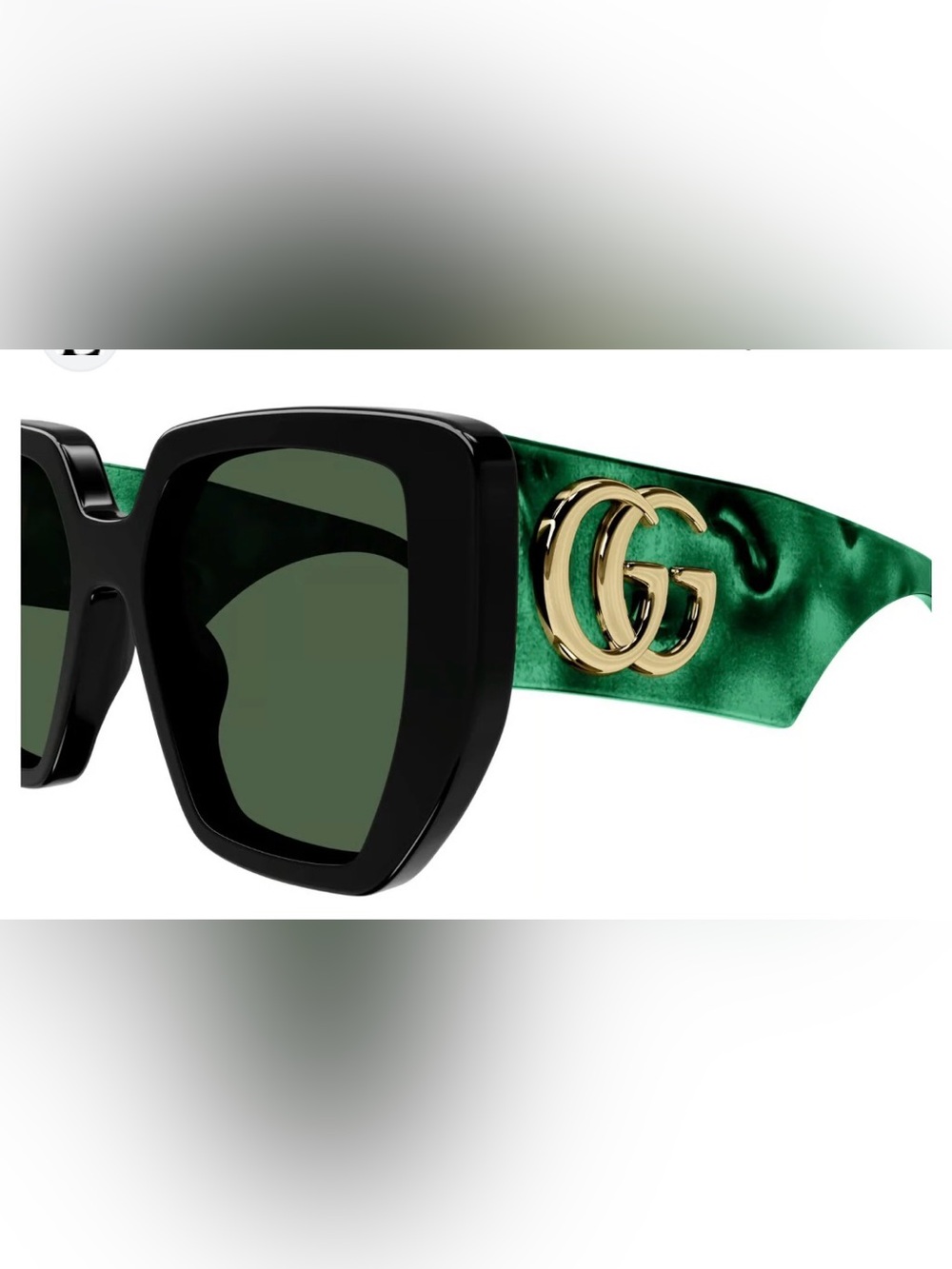 Gucci Green Shell-Effect Sunglasses with Gold GG Accent with hard case & cloth